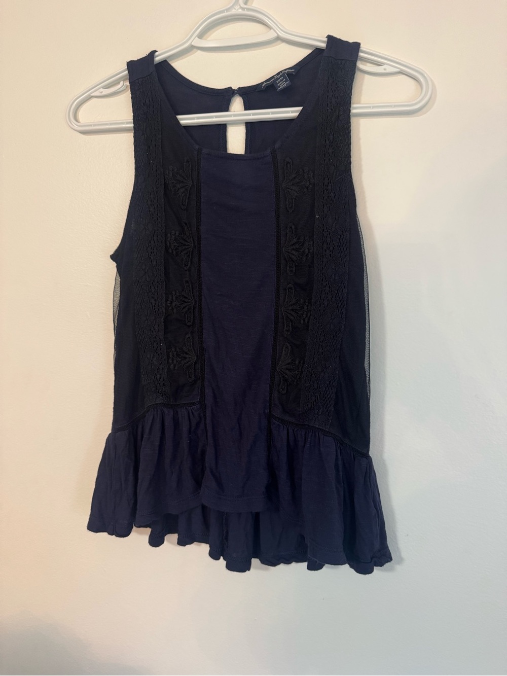 Women’s AE Navy Sleeveless Peplum Tank Top